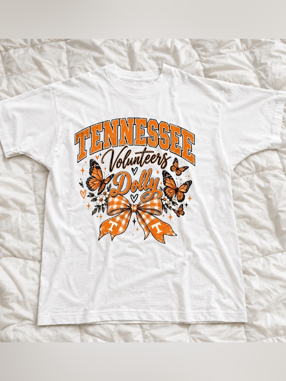 Dolly Tennessee Volunteers Butterfly Graphic Tee, Vols Game Day Gift, Gildan Tee